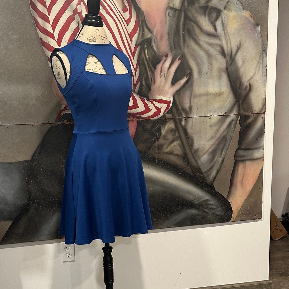 Guess Royal Blue Cutout Mini Dress